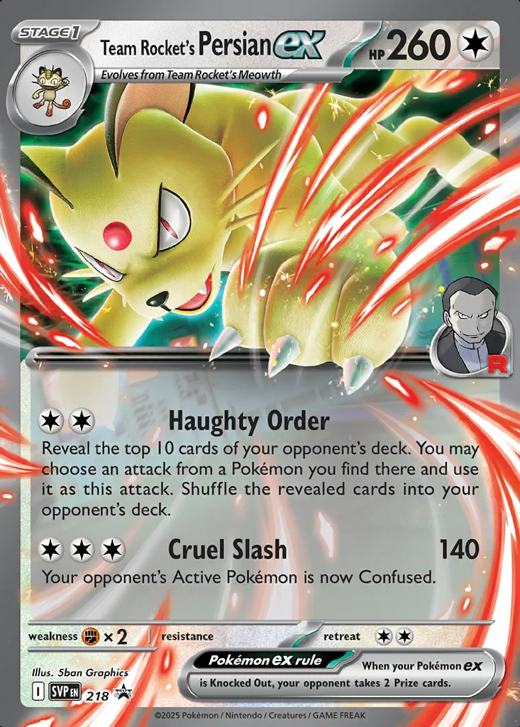 Team Rocket's Persian ex 218 Scarlet & Violet Black Star Promos (Persian ex Tin)