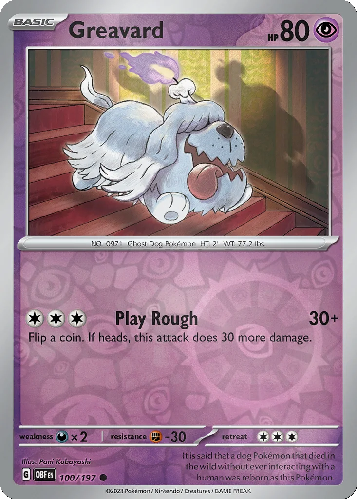 Greavard 100/197 Obsidian Flames (Reverse holo)