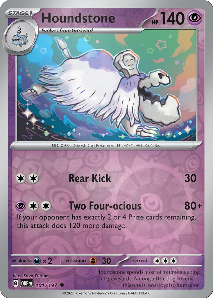 Houndstone 101/197 Obsidian Flames (Reverse holo)