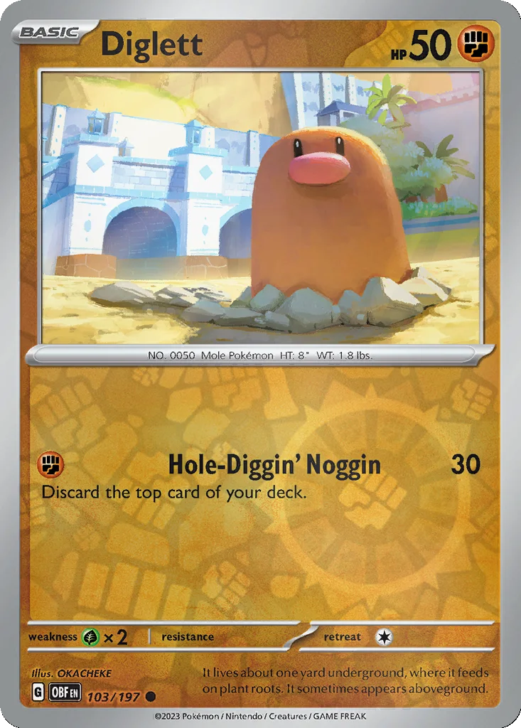 Diglett 103/197 Obsidian Flames (Reverse holo)