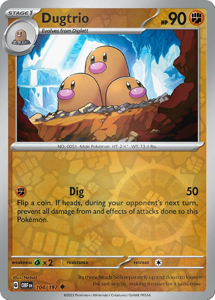 Dugtrio 104/197 Obsidian Flames (Reverse holo)