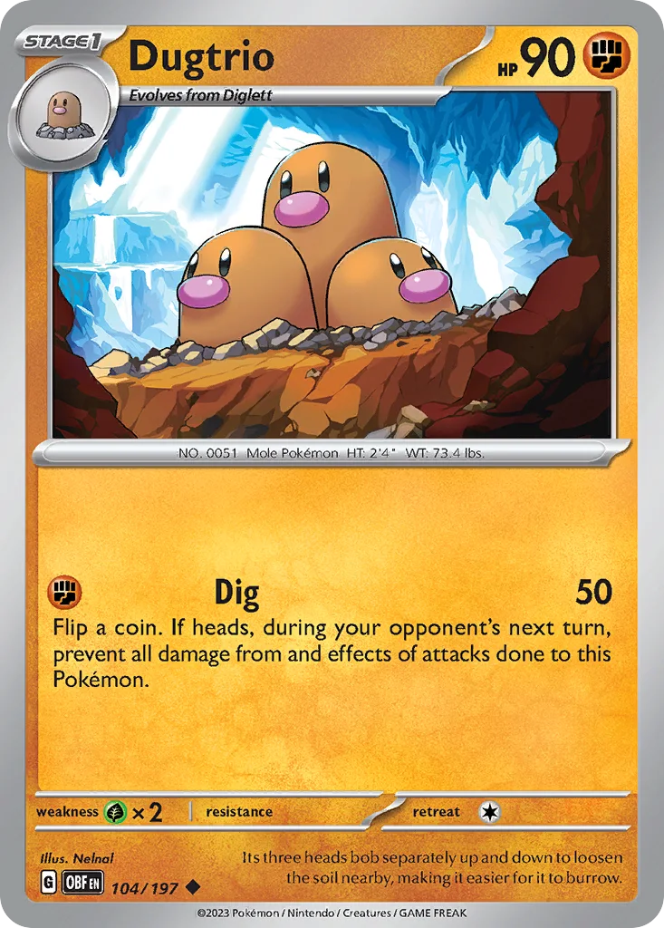 Dugtrio 104/197 Obsidian Flames (Normal)