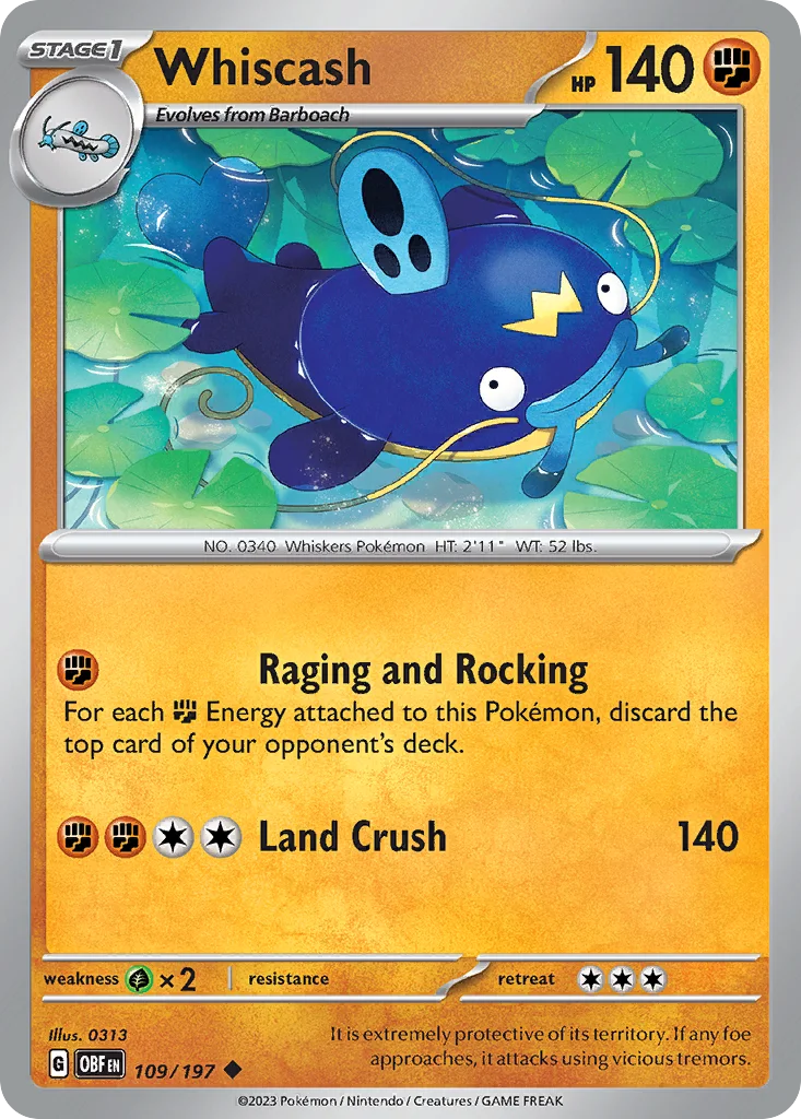 Whiscash 109/197 SV03: Obsidian Flames (Normal)