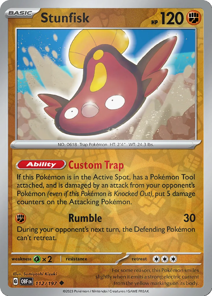 Stunfisk 112/197 Obsidian Flames (Reverse holo)