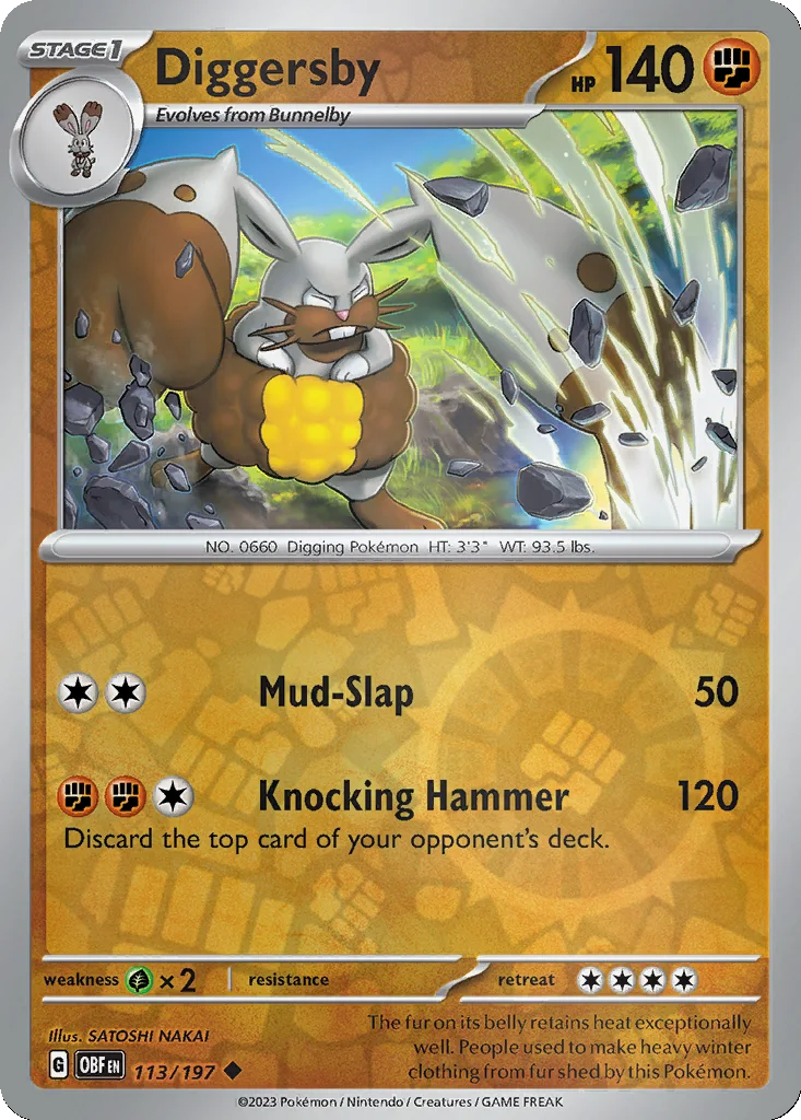 Diggersby 113/197 Obsidian Flames (Reverse holo)