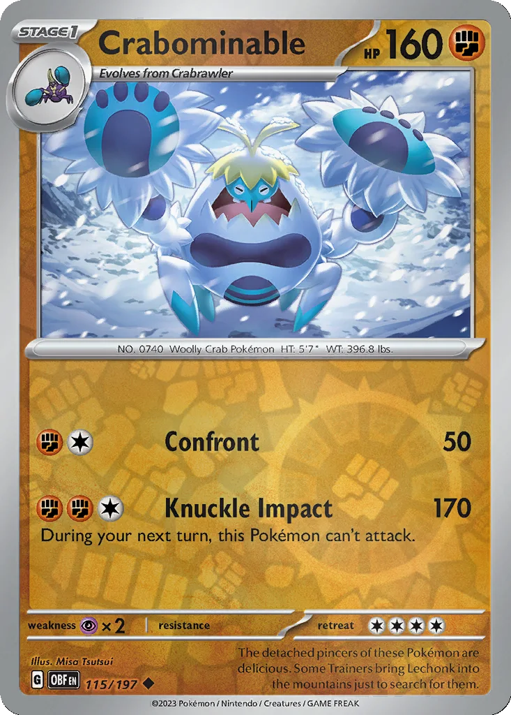 Crabominable 115/197 Obsidian Flames (Reverse holo)