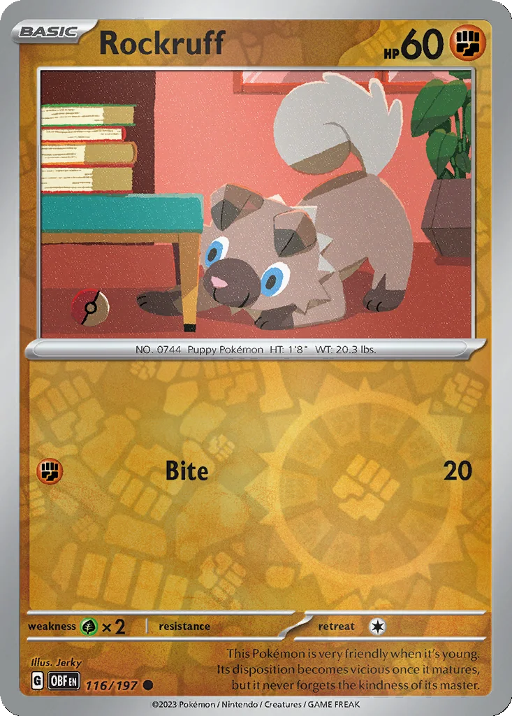 Rockruff 116/197 Obsidian Flames (Reverse holo)