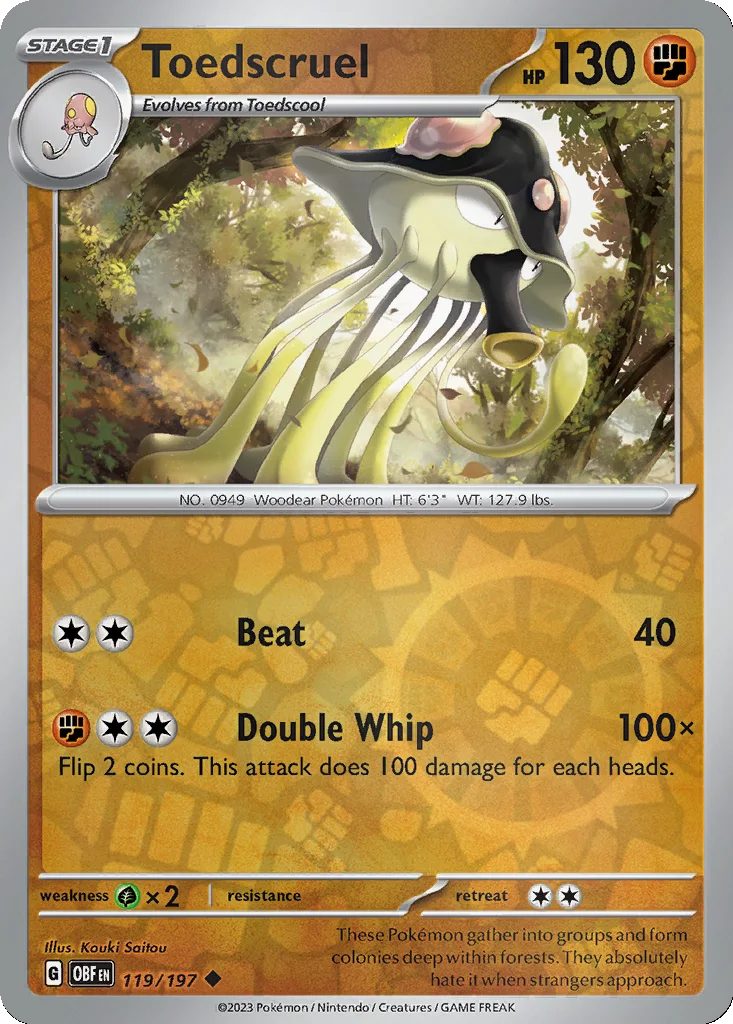 Toedscruel 119/197 Obsidian Flames (Reverse holo)