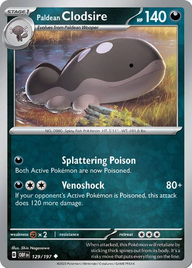 Paldean Clodsire 129/197 Obsidian Flames (Reverse holo)