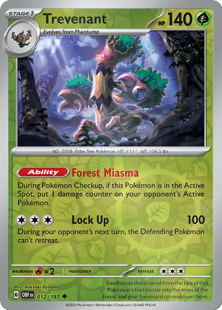 Trevenant 012/197 Obsidian Flames (Reverse holo)