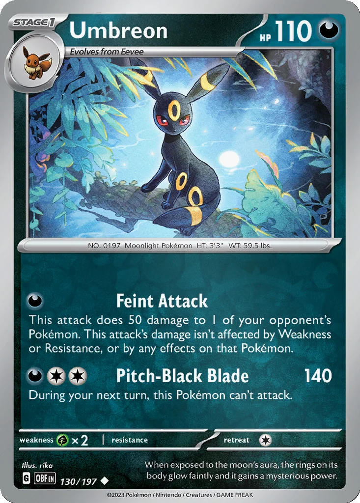 Umbreon 130/197 Obsidian Flames (Reverse holo)