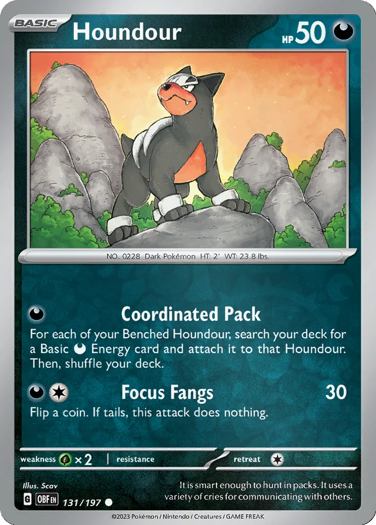 Houndour 131/197 Obsidian Flames (Reverse holo)