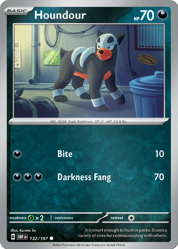 Houndour 132/197 Obsidian Flames (Reverse holo)