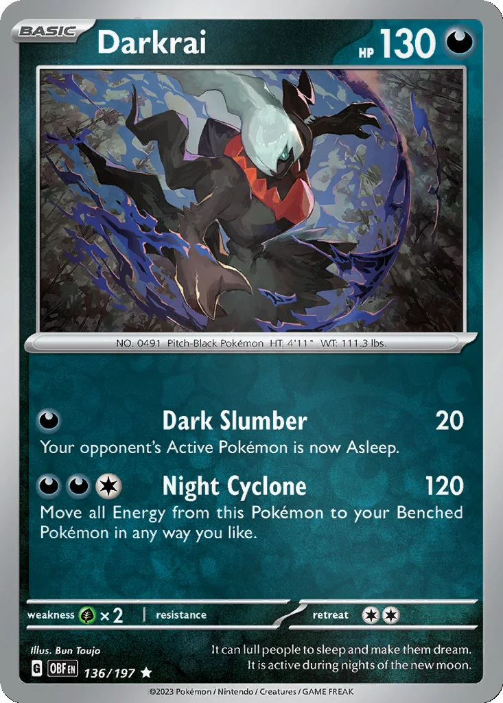 Darkrai 136/197 Obsidian Flames (Reverse holo)