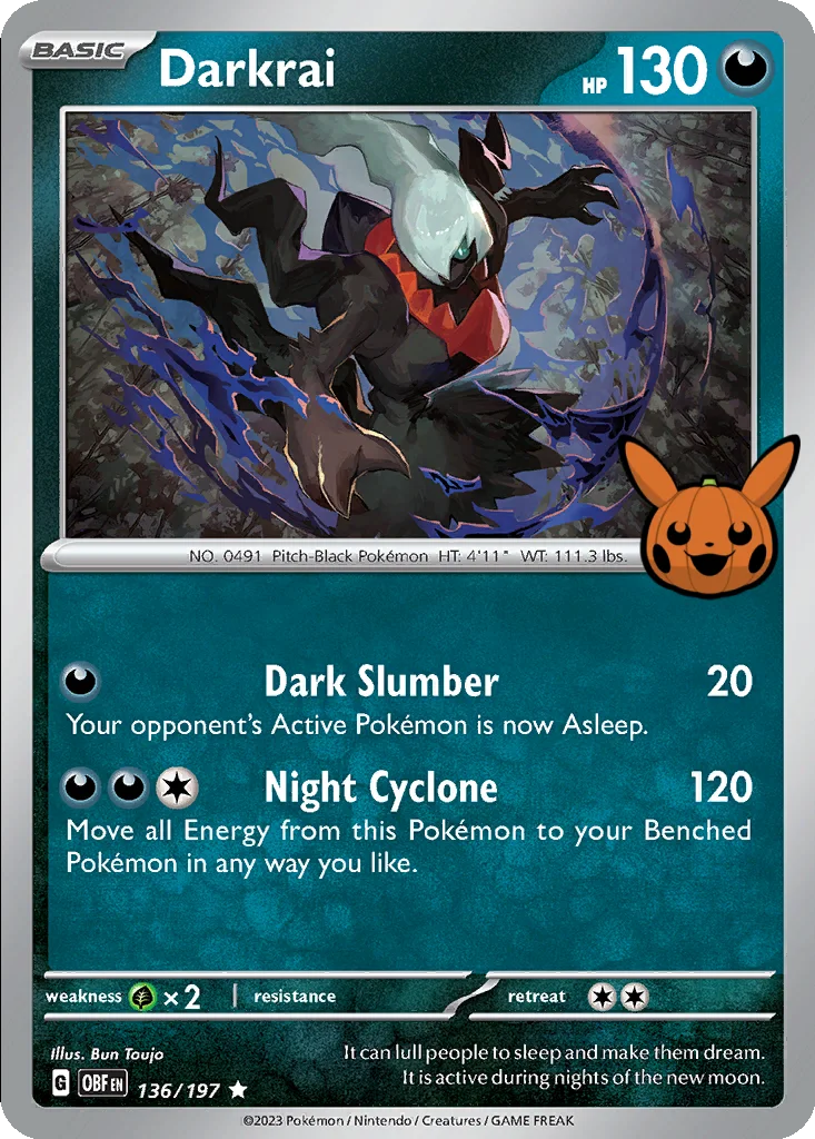 Darkrai 136/197 Obsidian Flames (Trick or Trade 2024)