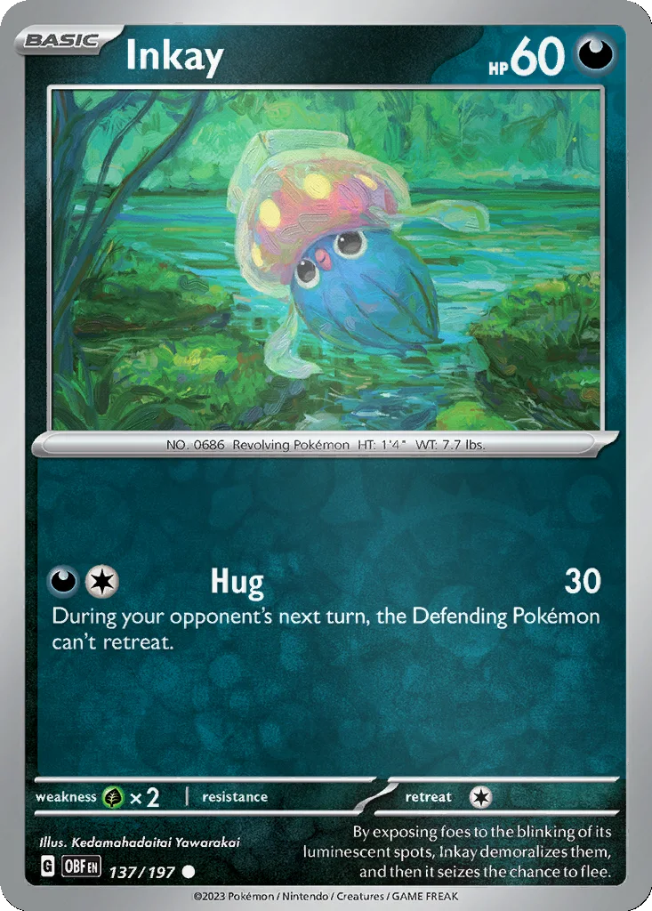 Inkay 137/197 Obsidian Flames (Reverse holo)