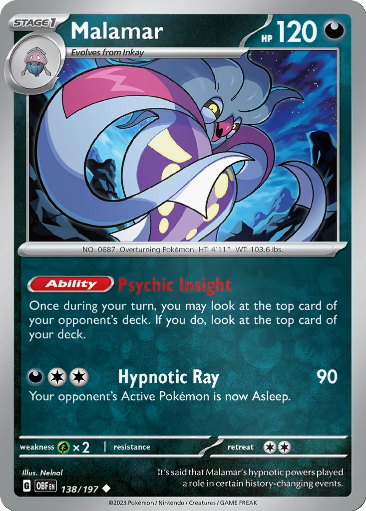 Malamar 138/197 Obsidian Flames (Reverse holo)