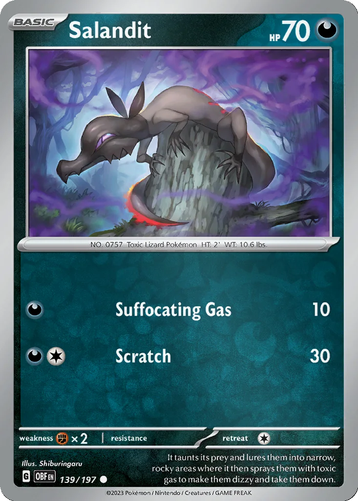 Salandit 139/197 Obsidian Flames (Reverse holo)