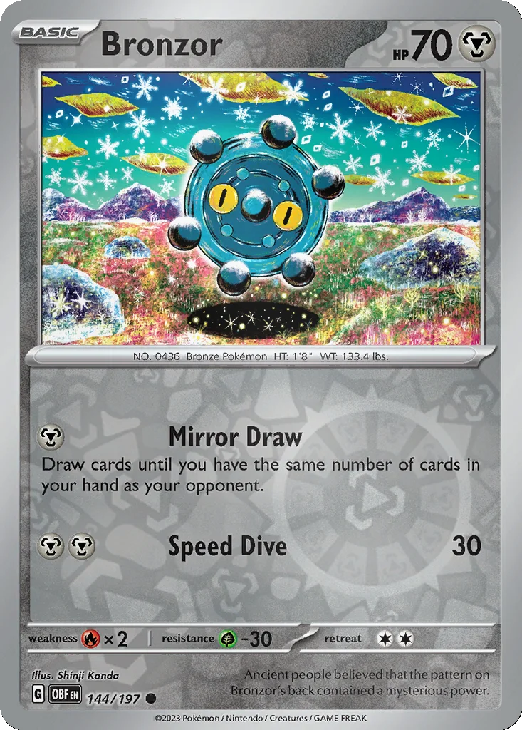 Bronzor 144/197 Obsidian Flames (Reverse holo)