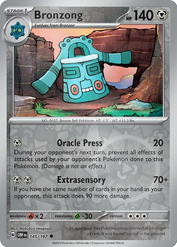 Bronzong 145/197 Obsidian Flames (Reverse holo)