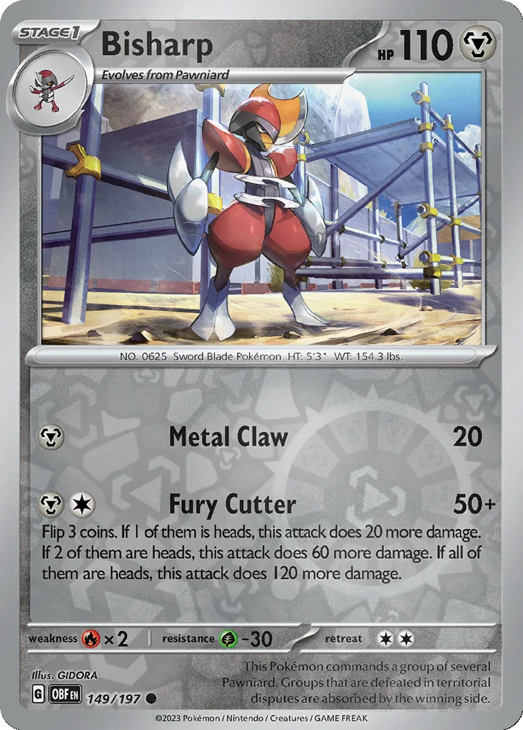 Bisharp 149/197 Obsidian Flames (Reverse holo)