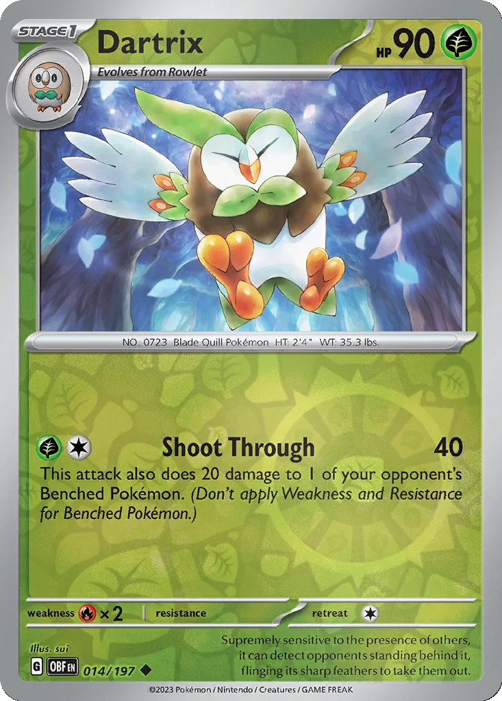 Dartrix 014/197 Obsidian Flames (Reverse holo)