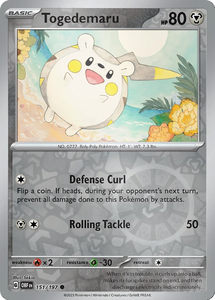 Togedemaru 151/197 Obsidian Flames (Reverse holo)