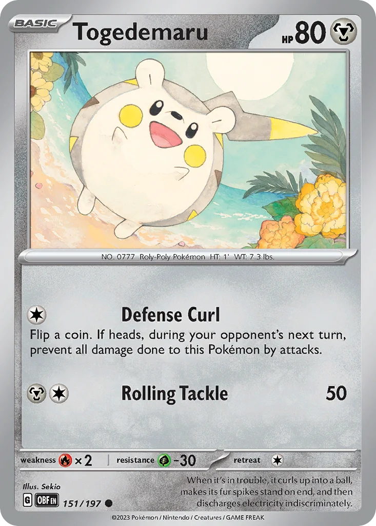 Togedemaru 151/197 Obsidian Flames (Normal)