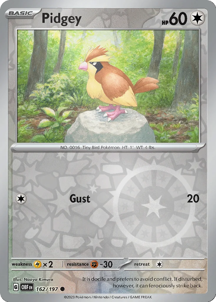 Pidgey 162/197 Obsidian Flames (Reverse holo)