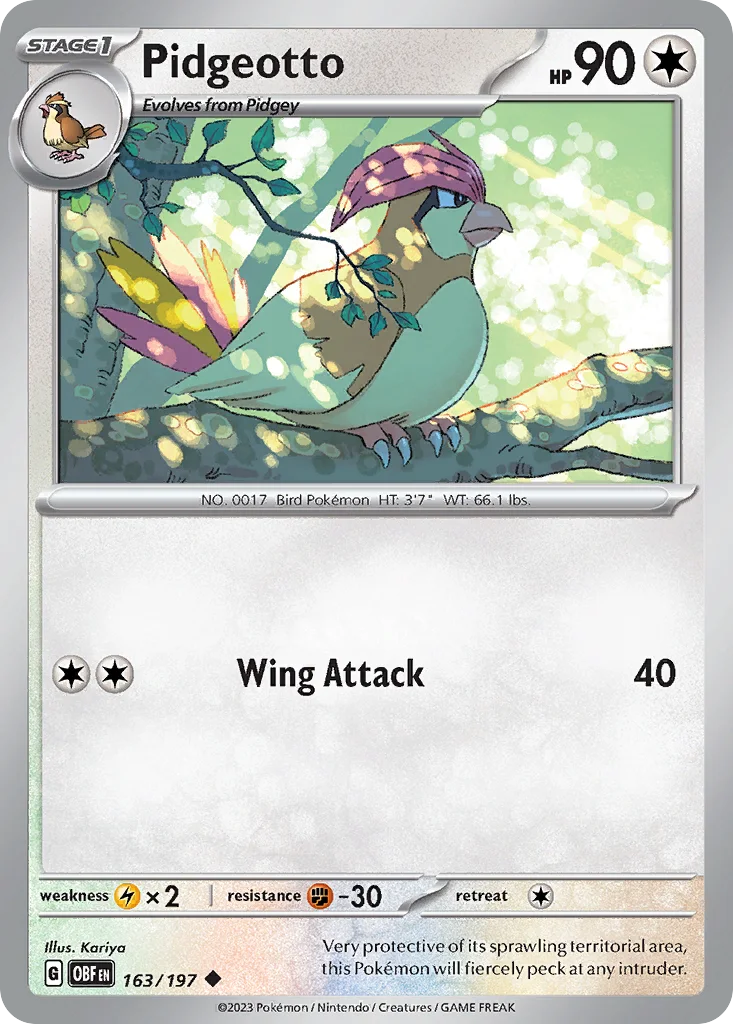 Pidgeotto 163/197 Obsidian Flames (Normal)