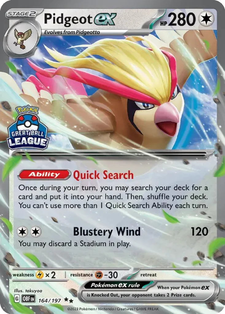 Pidgeot ex 164/197 Obsidian Flames (Great Ball League)