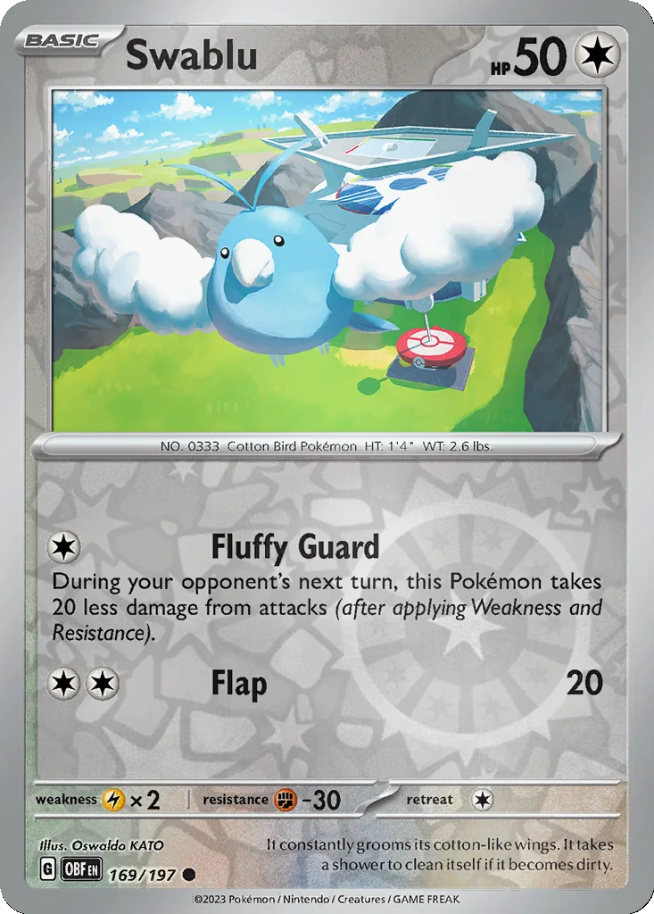 Swablu 169/197 Obsidian Flames (Reverse holo)