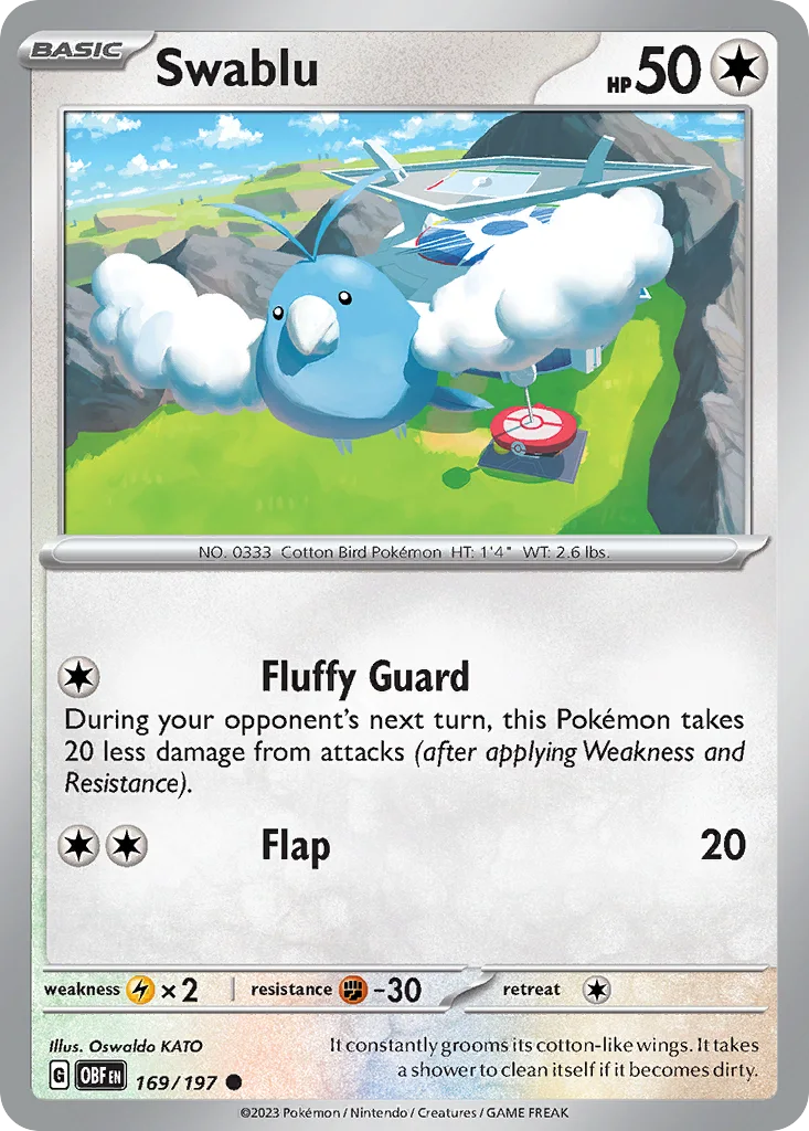 Swablu 169/197 Obsidian Flames (Normal)