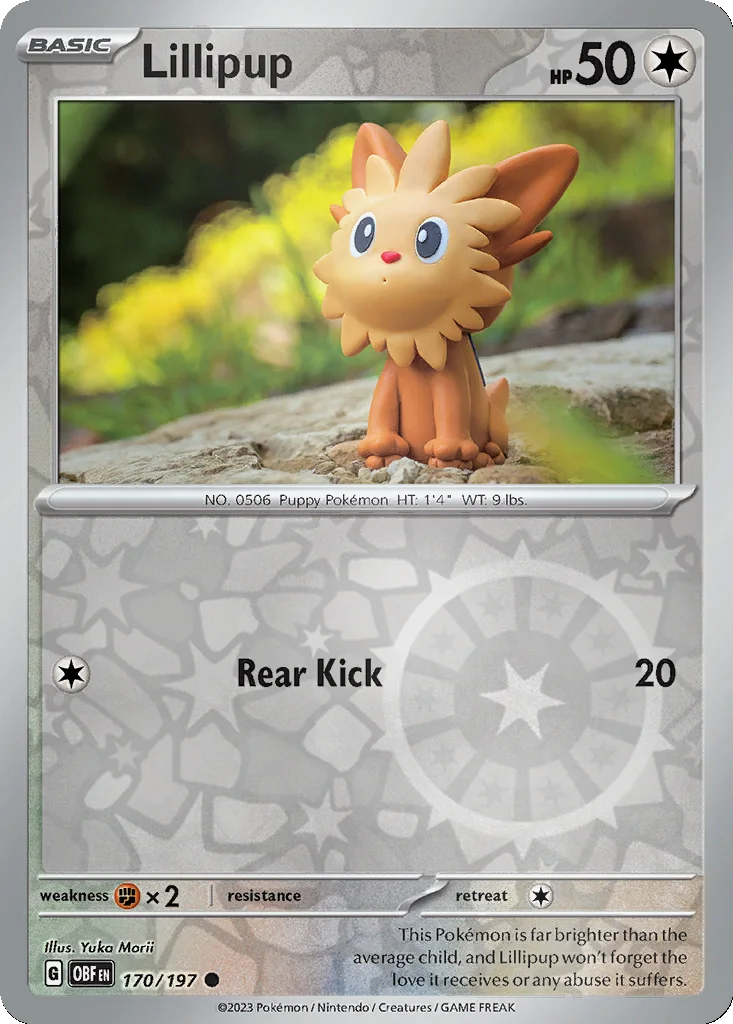 Lillipup 170/197 Obsidian Flames (Reverse holo)