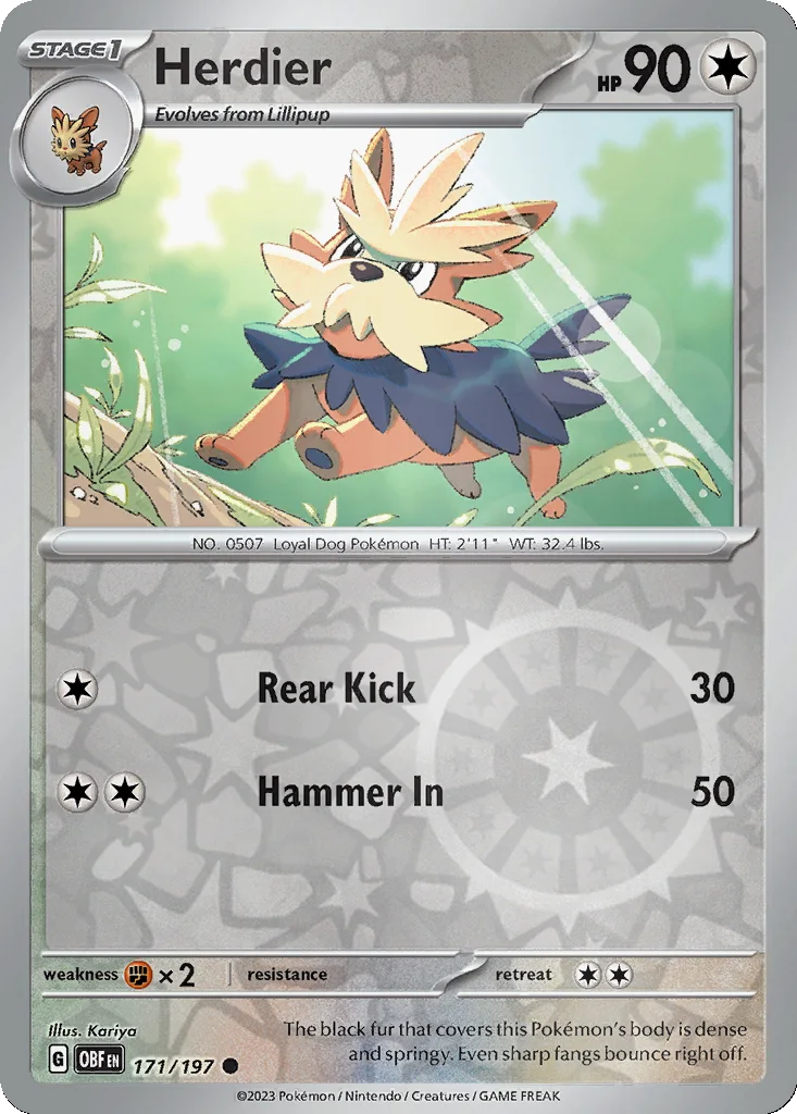 Herdier 171/197 Obsidian Flames (Reverse holo)