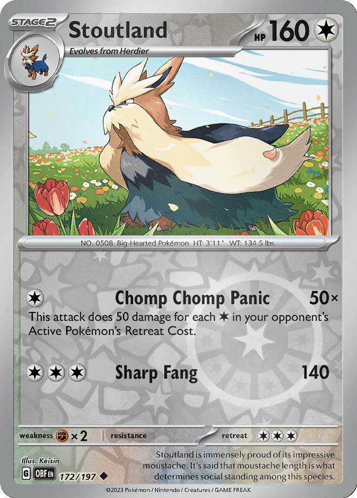 Stoutland 172/197 Obsidian Flames (Reverse holo)