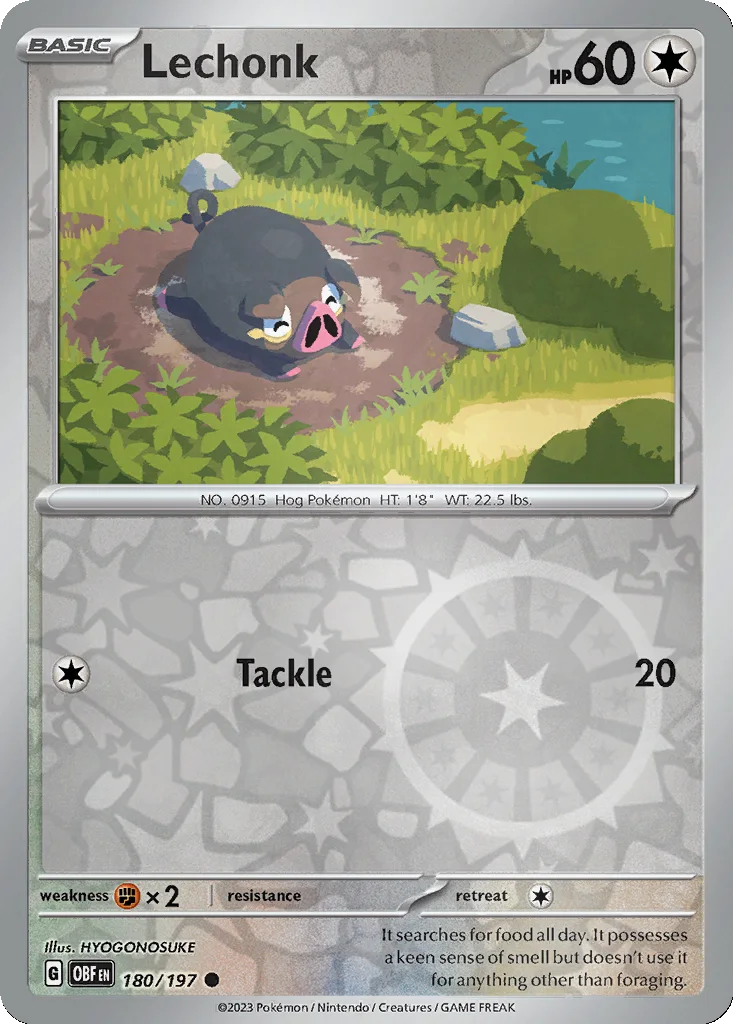 Lechonk 180/197 Obsidian Flames (Reverse holo)