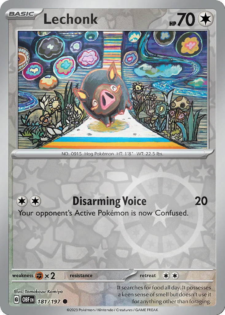 Lechonk 181/197 Obsidian Flames (Reverse holo)