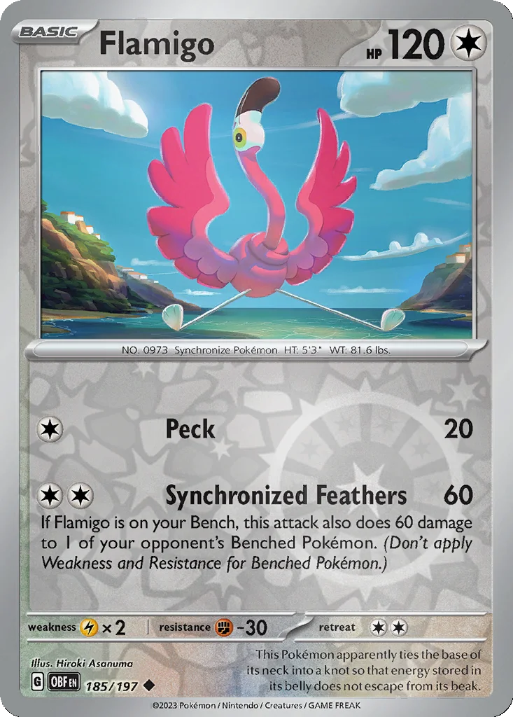 Flamigo 185/197 Obsidian Flames (Reverse holo)