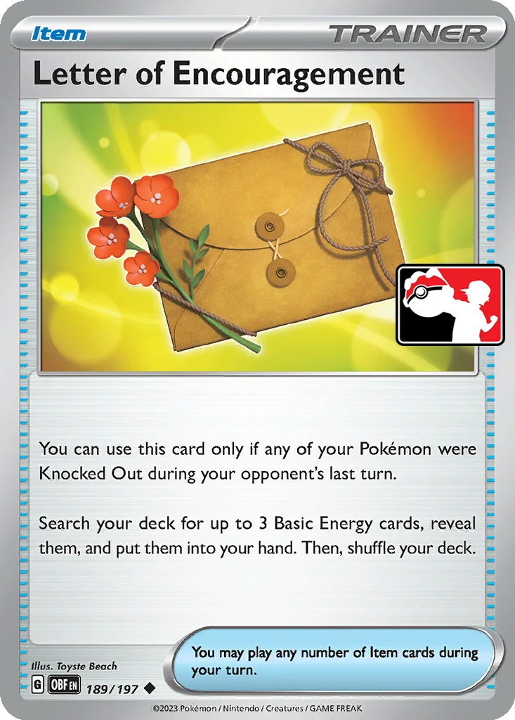 Letter of Encouragement 189/197 Obsidian Flames (Play! Pokémon)
