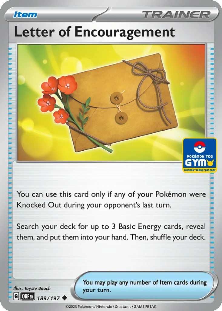 Letter of Encouragement 189/197 Obsidian Flames (Pokémon TCG Gym)