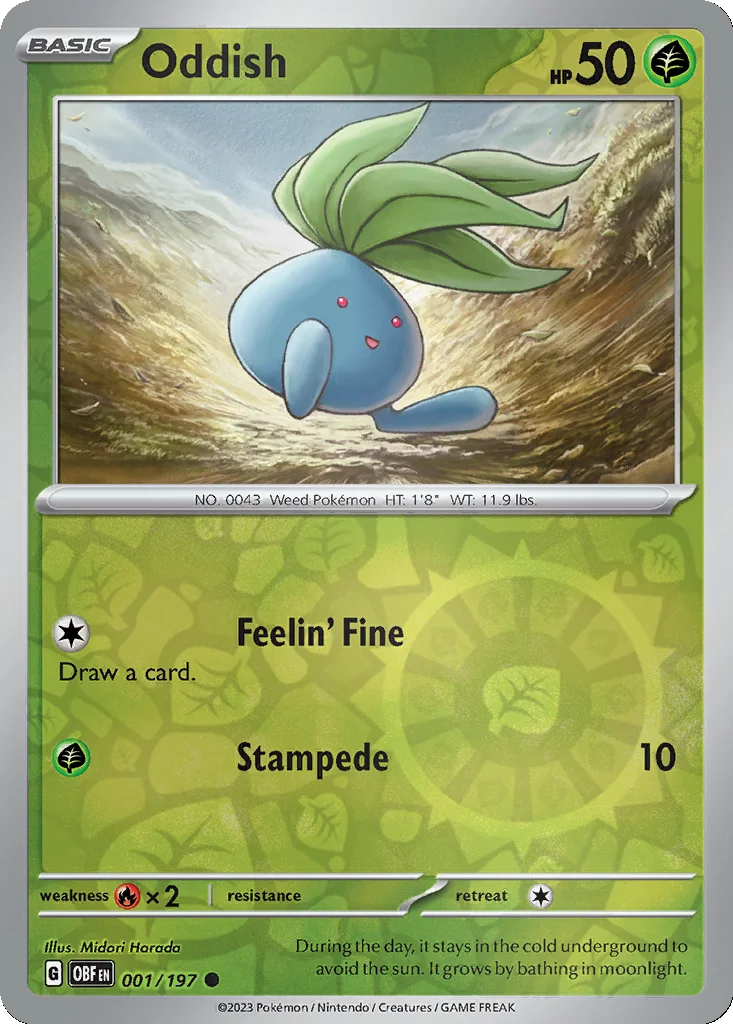 Oddish 001/197 Obsidian Flames (Reverse holo)