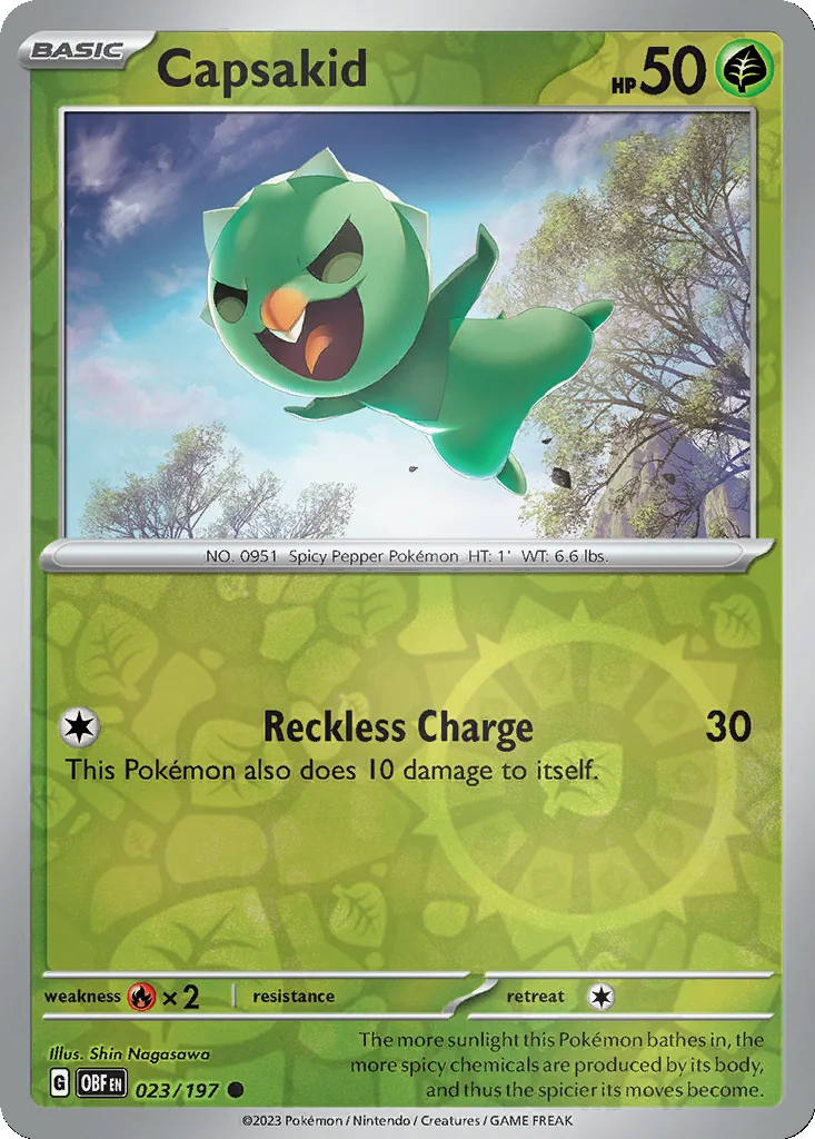 Capsakid 023/197 Obsidian Flames (Reverse holo)