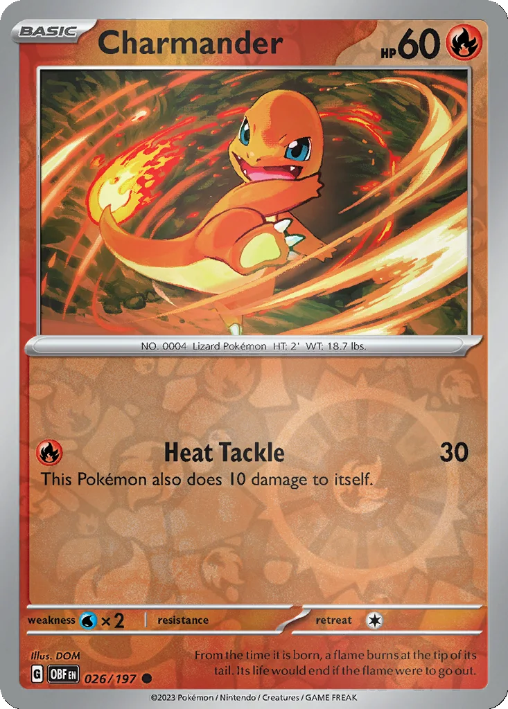 Charmander 026/197 Obsidian Flames (Reverse holo)