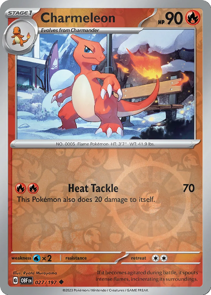 Charmeleon 027/197 Obsidian Flames (Reverse holo)