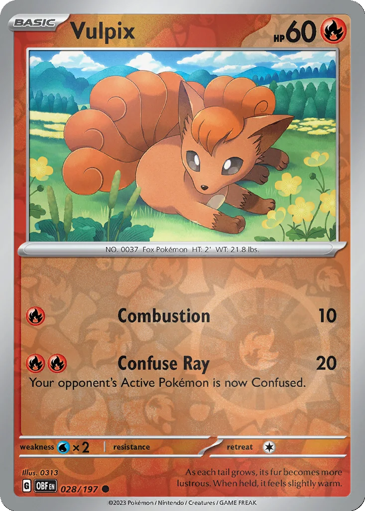 Vulpix 028/197 Obsidian Flames (Reverse holo)