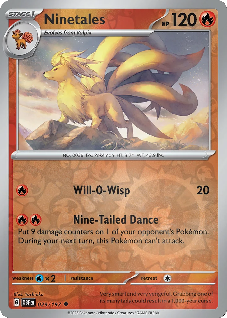 Ninetales 029/197 Obsidian Flames (Reverse holo)