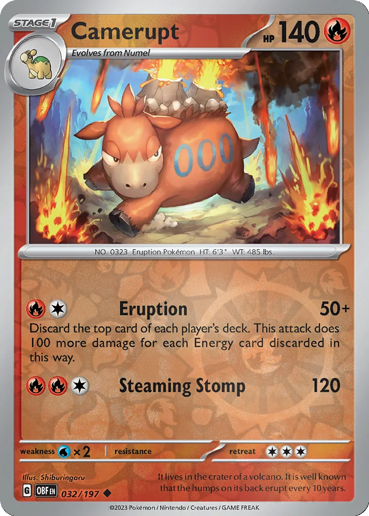 Camerupt 032/197 Obsidian Flames (Reverse holo)