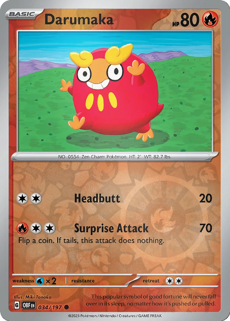 Darumaka 034/197 Obsidian Flames (Reverse holo)
