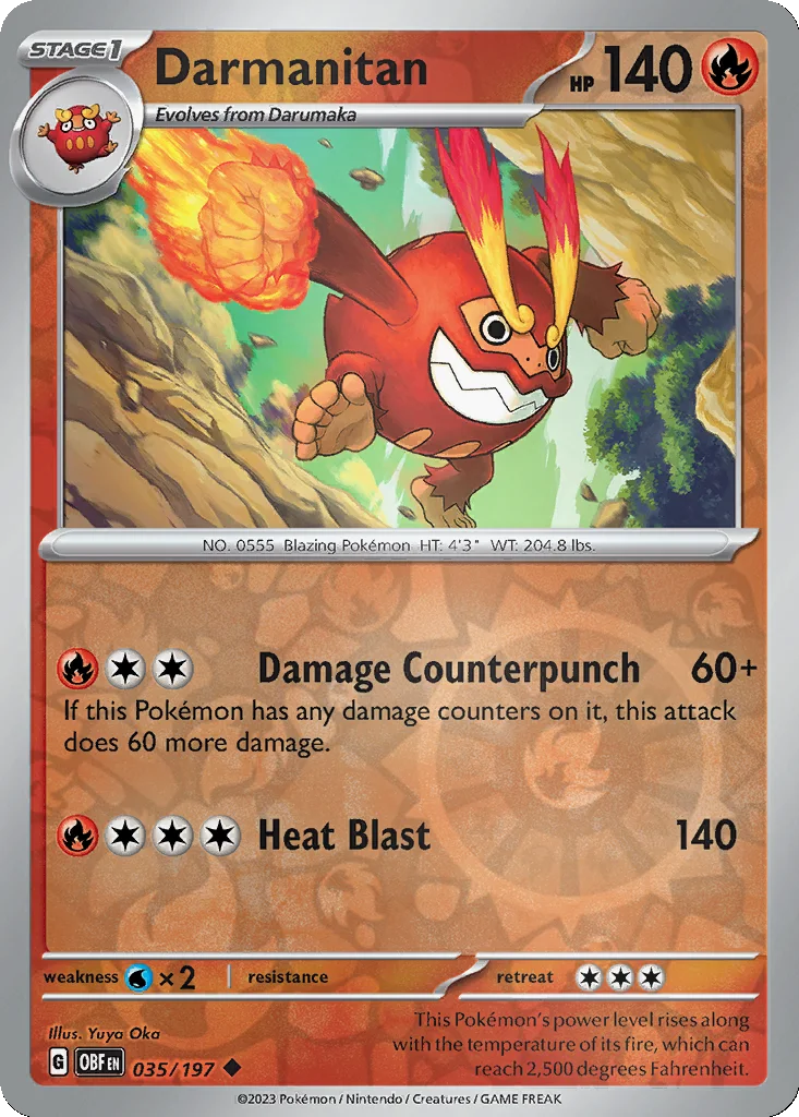 Darmanitan 035/197 Obsidian Flames (Reverse holo)